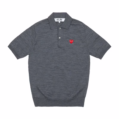 CDG Play Unisex Short Sleeve Polo Sweater (Grey)