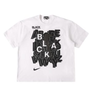 Black Comme Des Garcons Nike Print T-shirt White