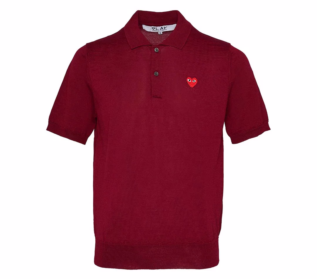 CDG Play Unisex Short Sleeve Polo Sweater (Red)