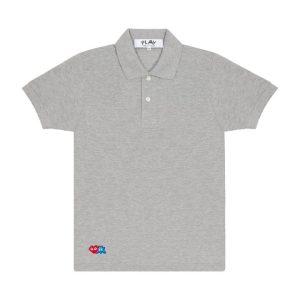 Play Polo Red Invader Heart & Blue Emblem (Grey)