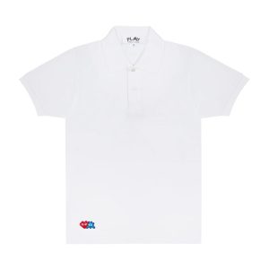 Play Polo Red Invader Heart & Blue Emblem (White)