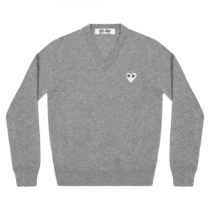 PLAY V-NECK PULLOVER WHITE HEART Male/Female (GREY)
