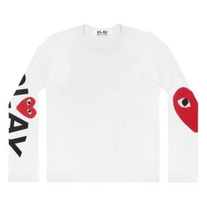 CDG Play Big Heart Long Sleeve (White)
