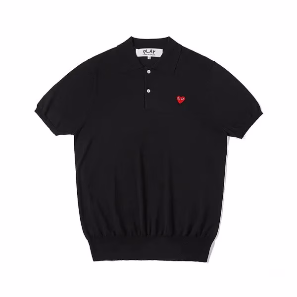 CDG Play Unisex Short Sleeve Polo Sweater (Black)