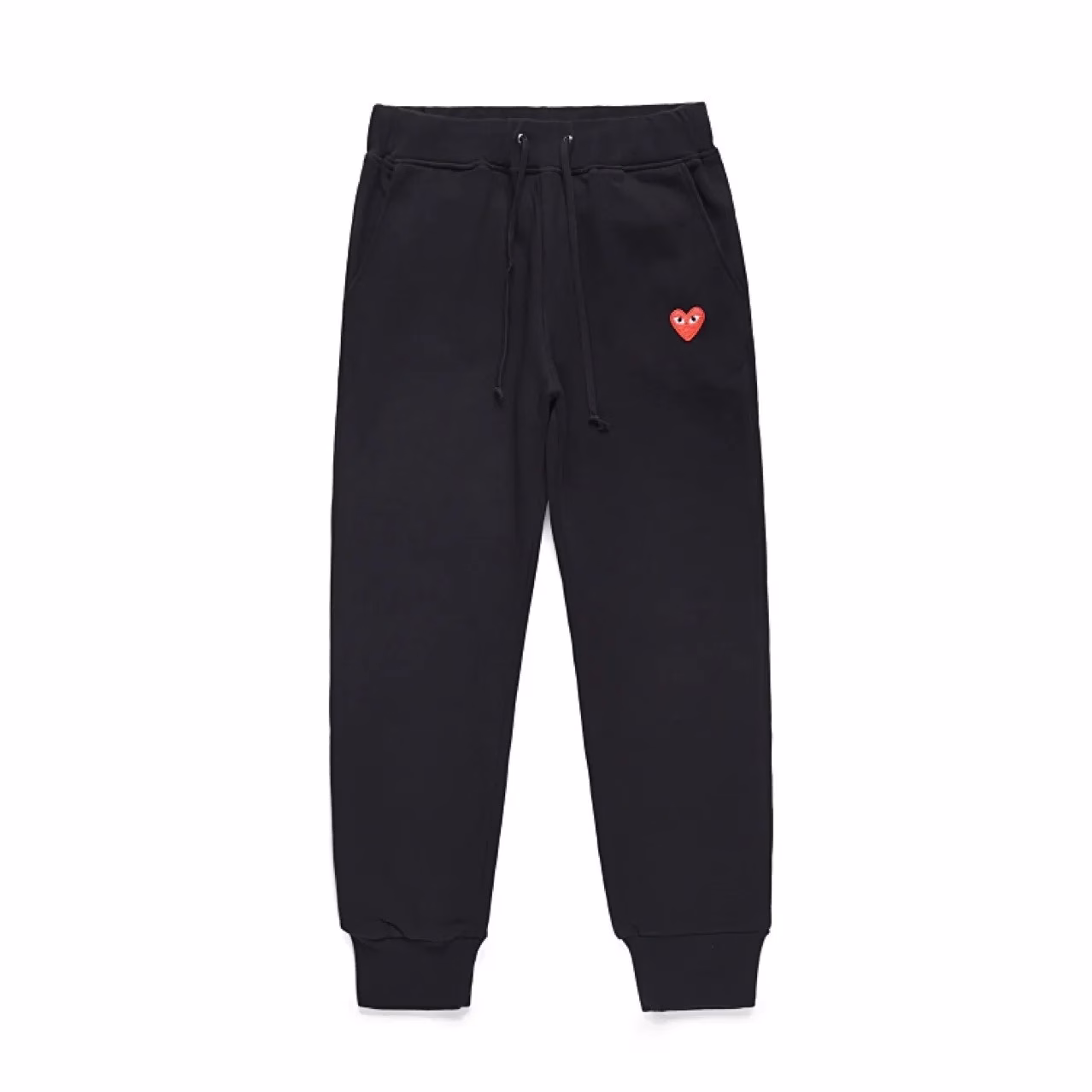 Comme des Garcons Play Red Heart Logo Black Sweatpants