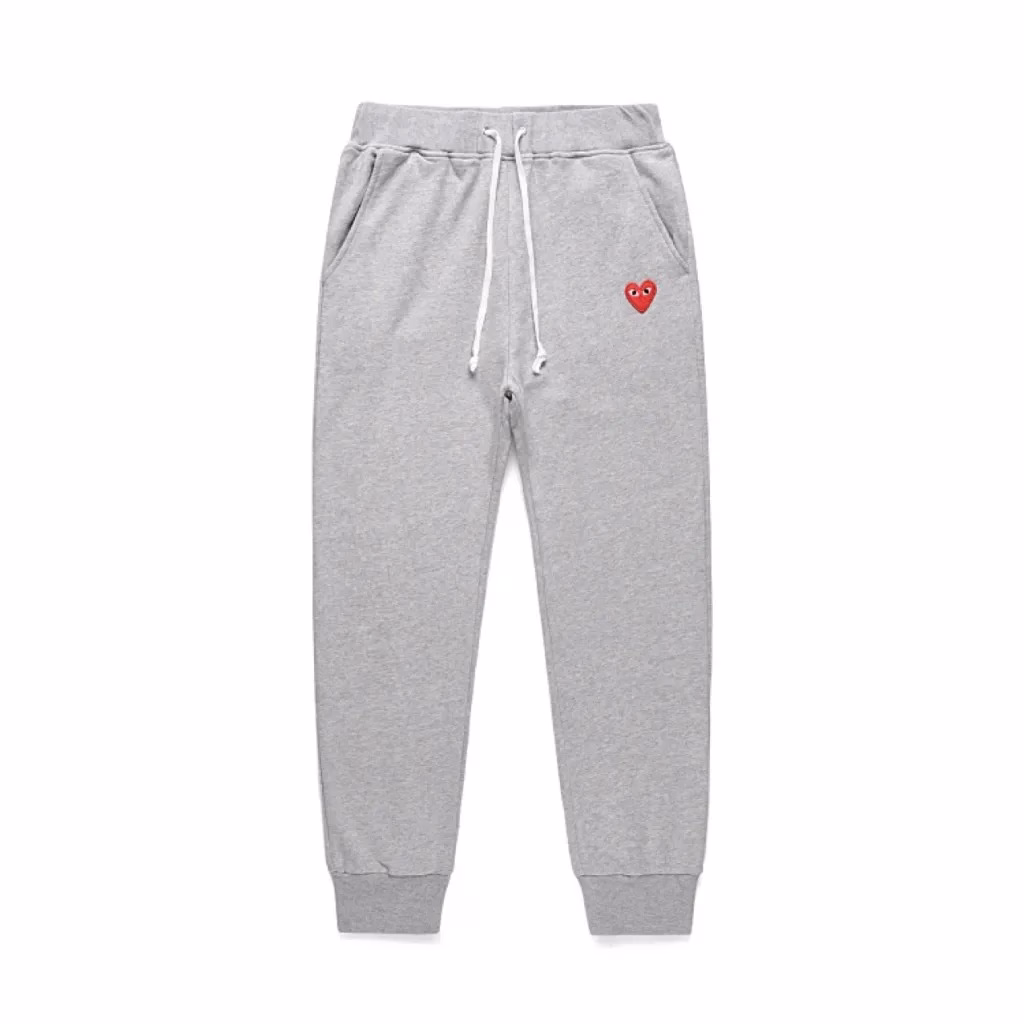 Comme des Garcons Play Red Heart Logo Grey Sweatpants